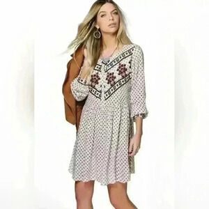 NWT Boohoo Women's Maria Mix Print Long Sleeve Skater Dress Sz 4 US, 8 UK